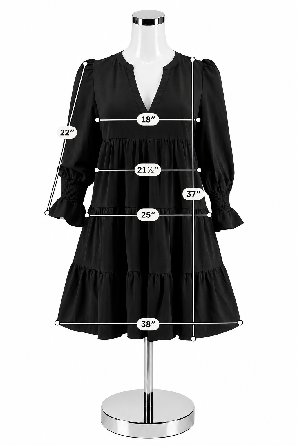 Pomander Place Finley Tiered Babydoll Dress Black XXL