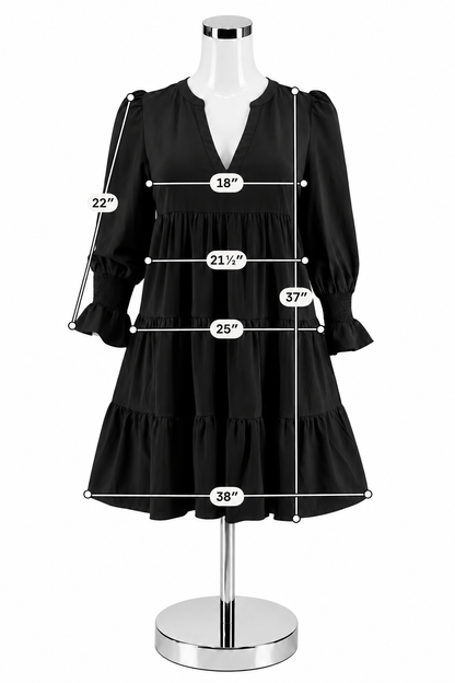 Pomander Place Finley Tiered Babydoll Dress Black XXL