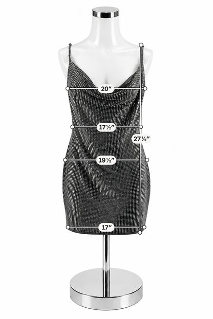 Fashion Nova 3X Rhinestone Cowl Neck Cami Top Metallic Gray Black NWT