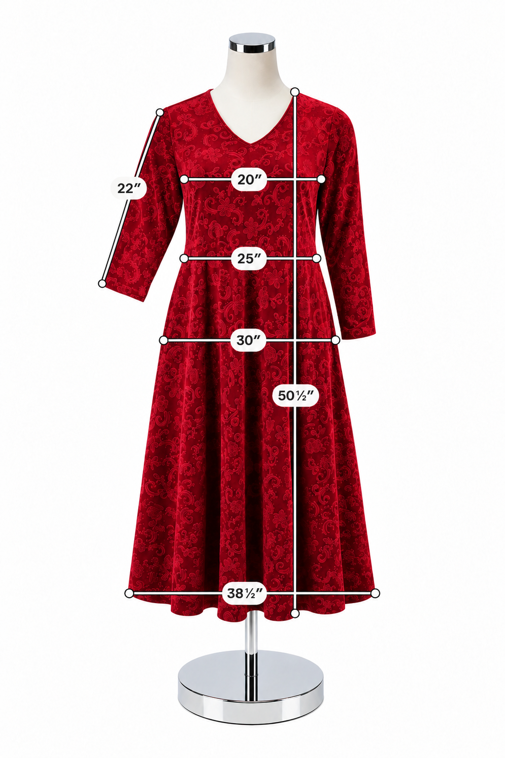 Maple Maple Red Velvet Burnout Maxi Dress Plus Size 1X | Vintage Floral Paisley Holiday Gown- ONLINE ONLY