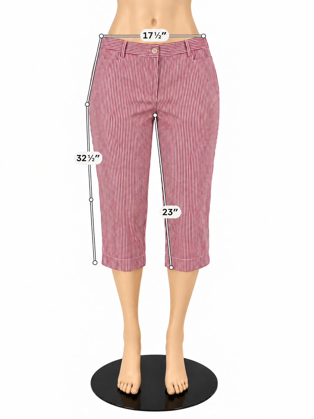 Talbots Pink &amp;amp; White Seersucker Stripe Side-Tab Crop Pants Size 16