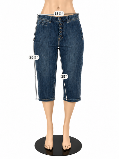 Pilcro and the Letterpress High-Rise Button-Fly Cropped Capri Jeans Size 6