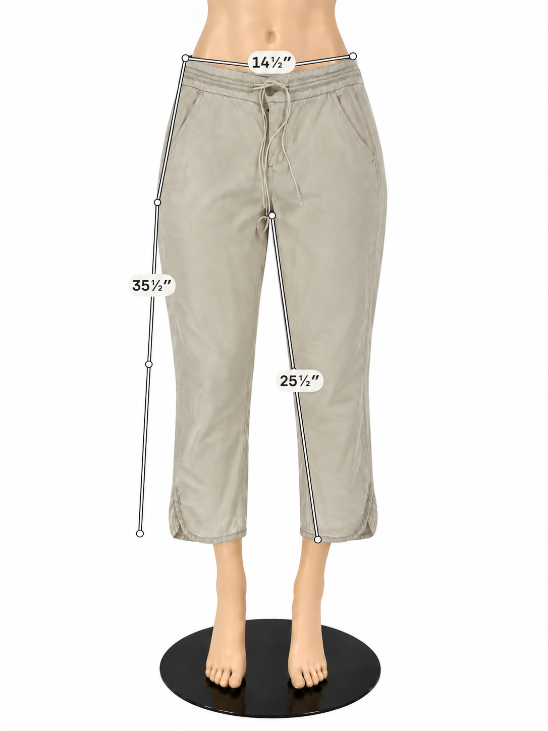 Pilcro and the Letterpress Tapered Linen Blend Drawstring Pants Size 6 Cream
