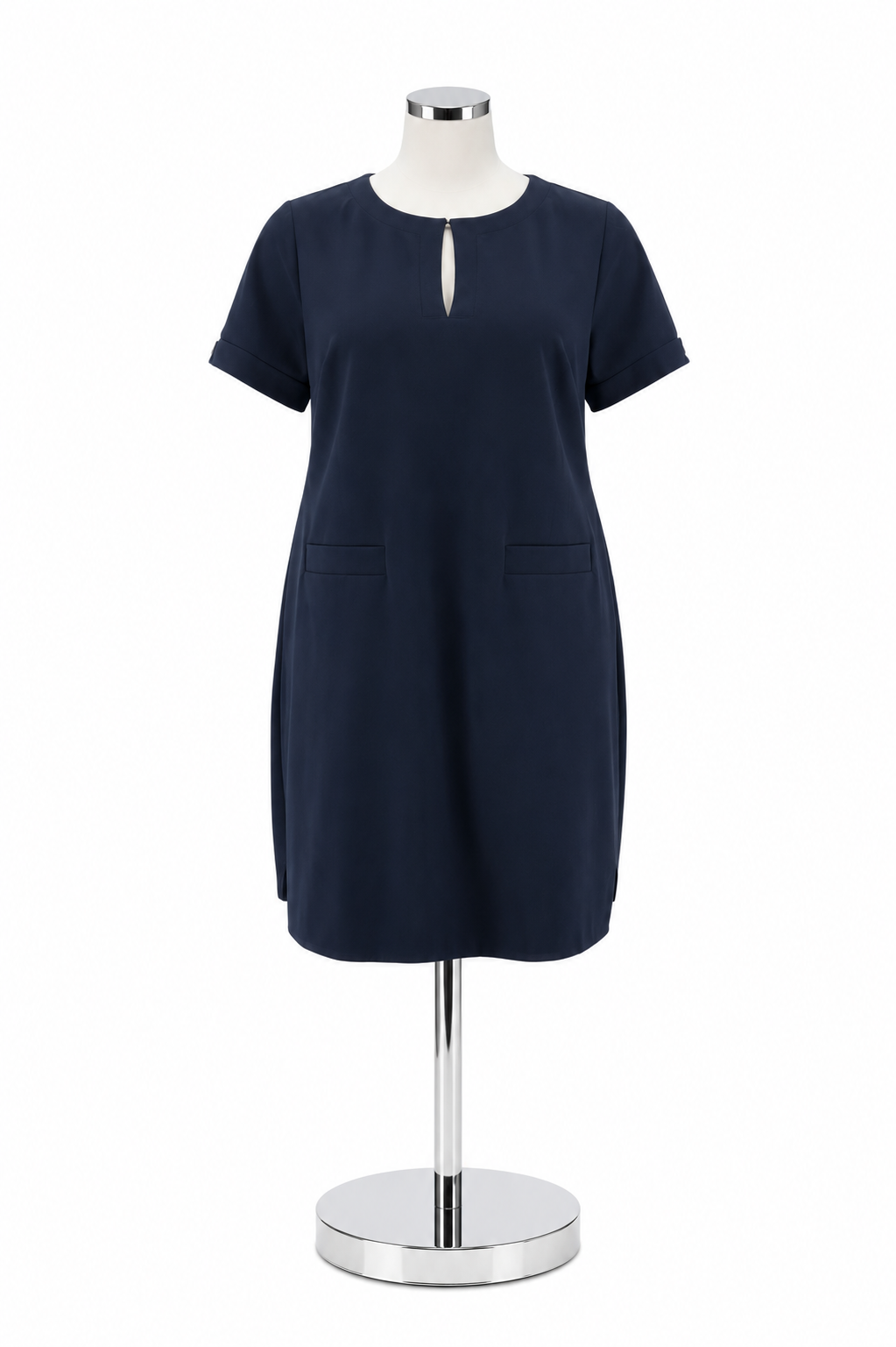Tommy Hilfiger Plus Size Navy Keyhole Tab Sleeve Shift Dress 18W