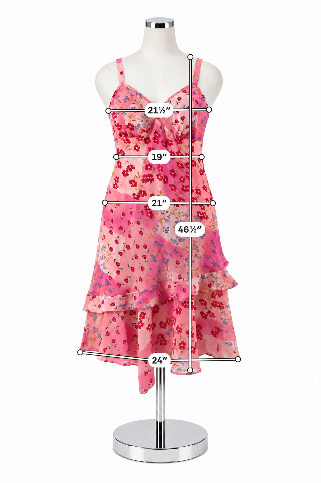 Mille Gabrielle Plus Size 22W Pink Floral Tiered Ruffle Midi Dress NWT - ONLINE ONLY