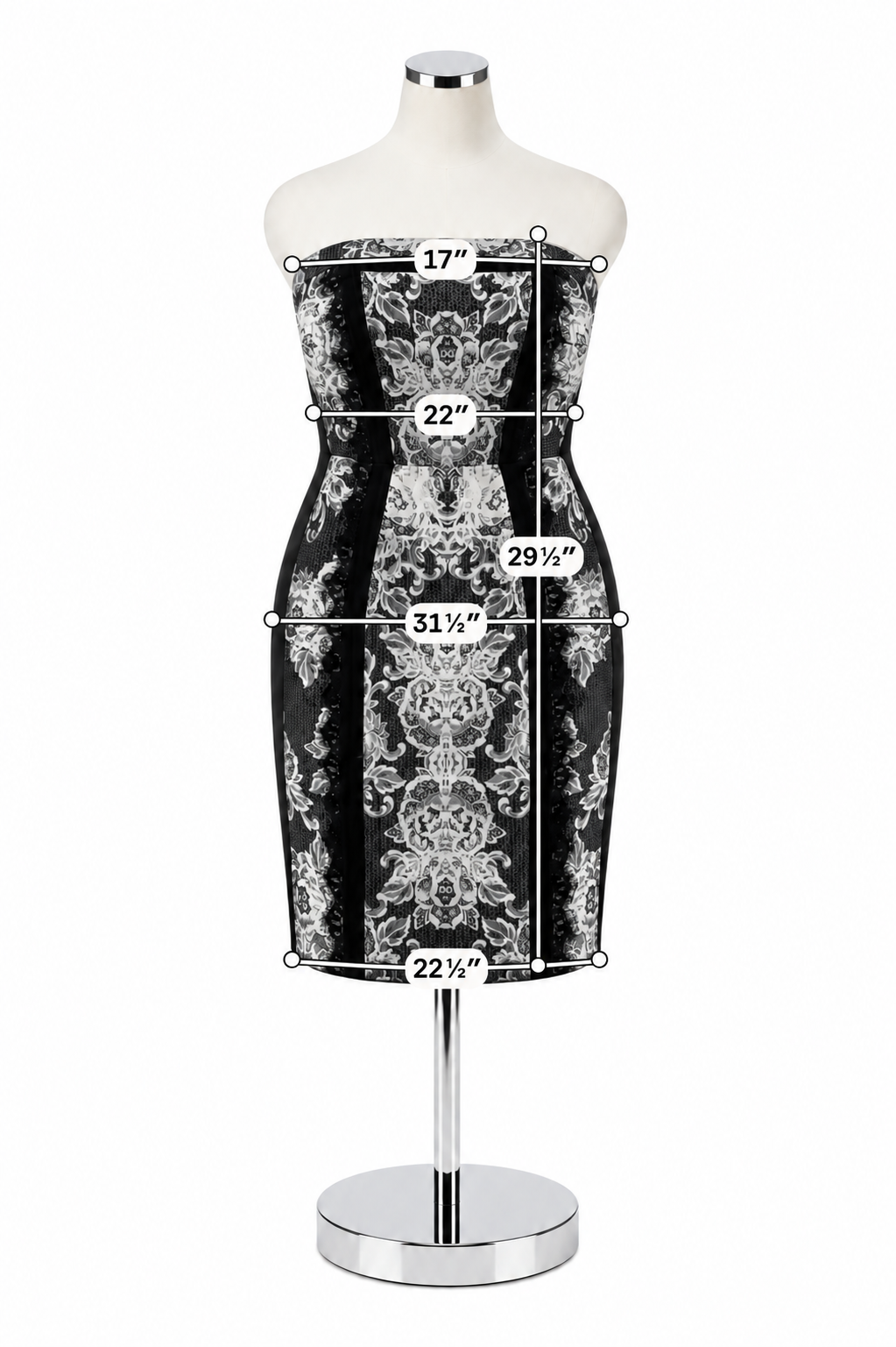 City Chic Baroque Lace Trim Strapless Sheath Dress Black White Size 16W - ONLINE ONLY