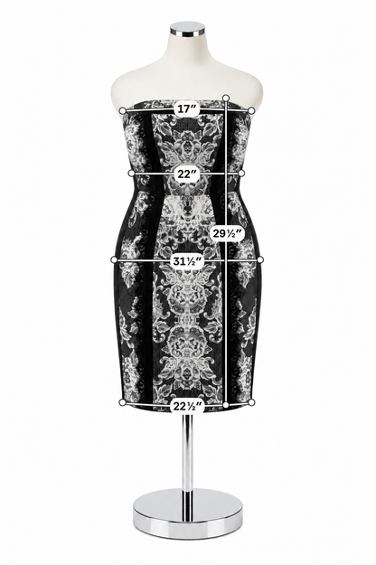 City Chic Baroque Lace Trim Strapless Sheath Dress Black White Size 16W - ONLINE ONLY