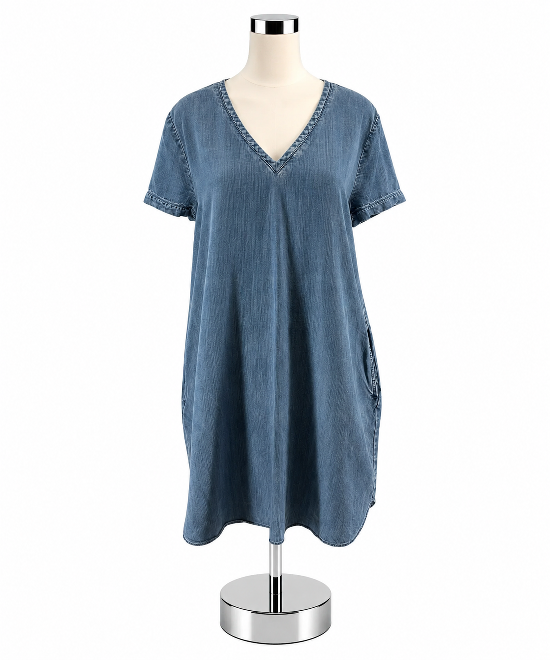 LOFT Outlet Chambray Lyocell Pocket Tunic Dress Size Large - ONLINE ONLY