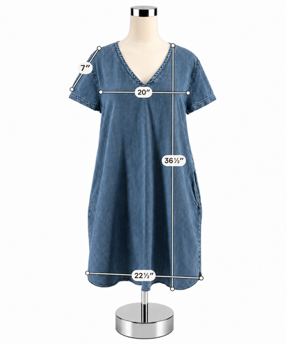 LOFT Outlet Chambray Lyocell Pocket Tunic Dress Size Large - ONLINE ONLY
