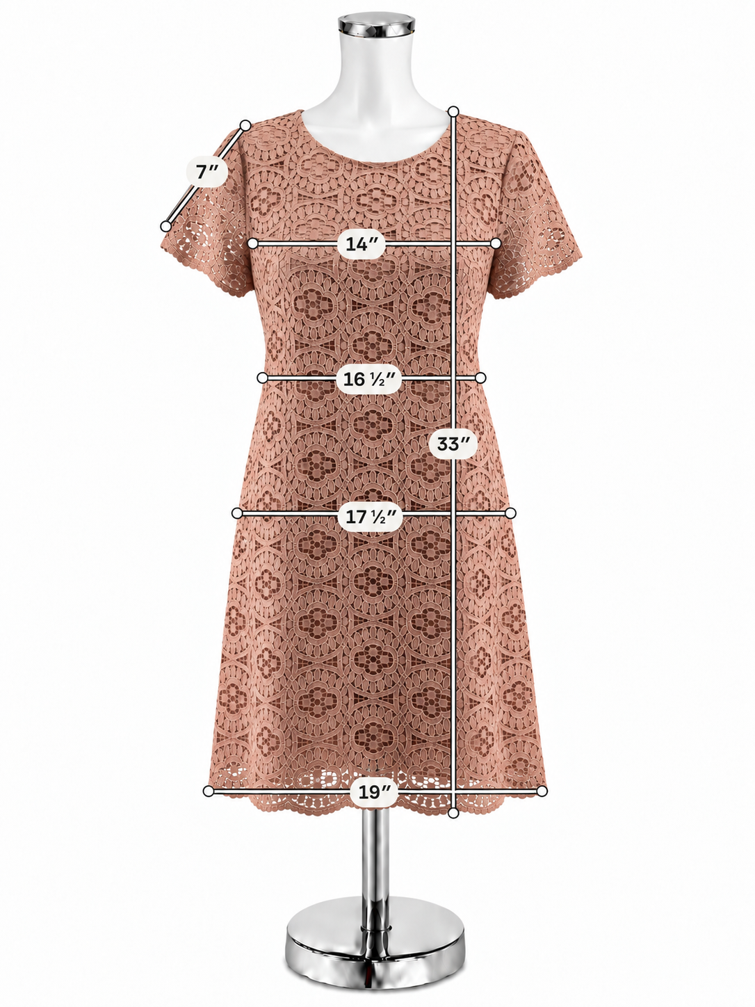 Ann Taylor Apricot Pink Lace Shift Dress Size 0 - ONLINE ONLY