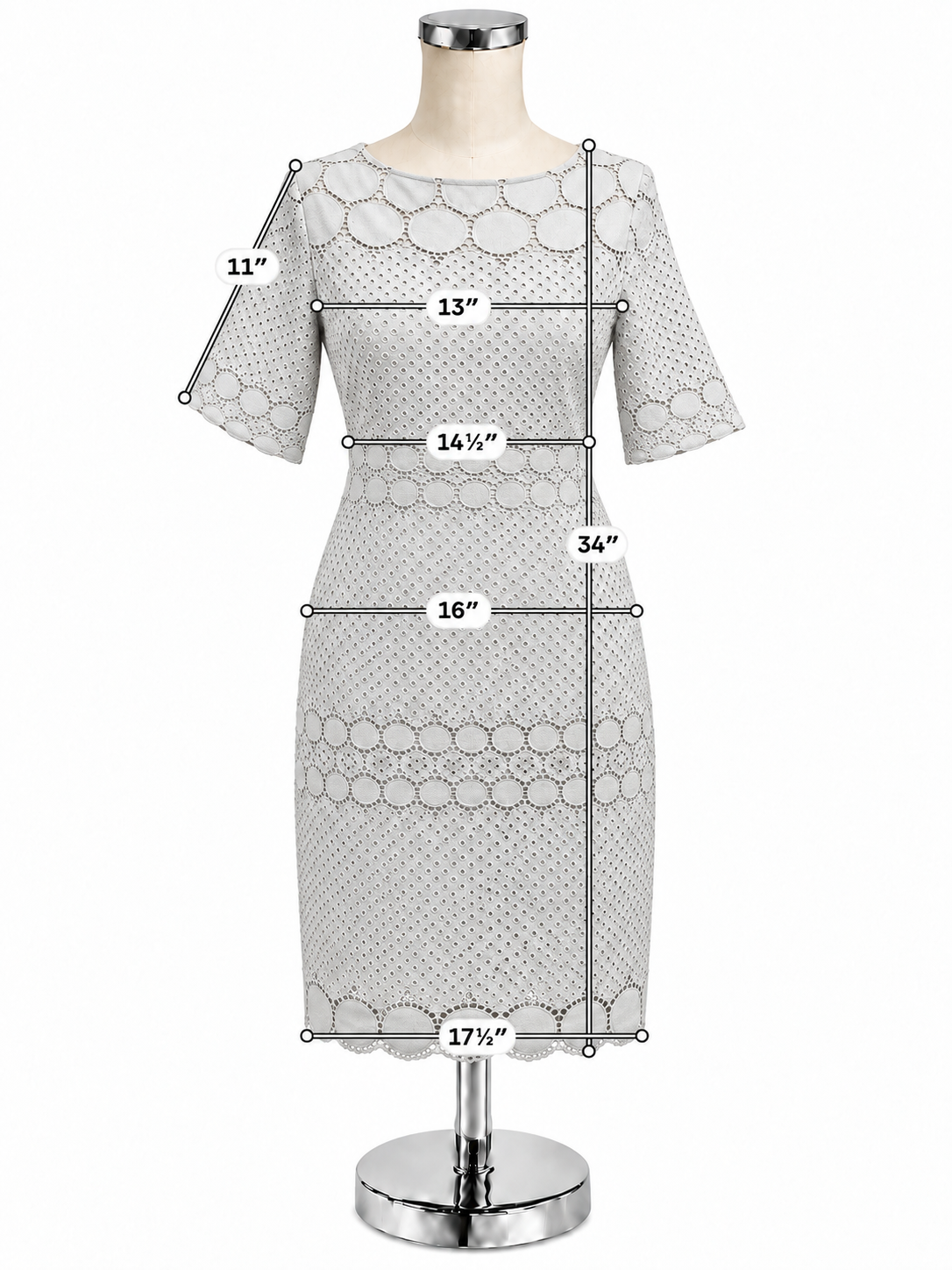Julia Jordan White Eyelet Lattice Trim Sheath Dress Size 8 - ONLINE ONLY