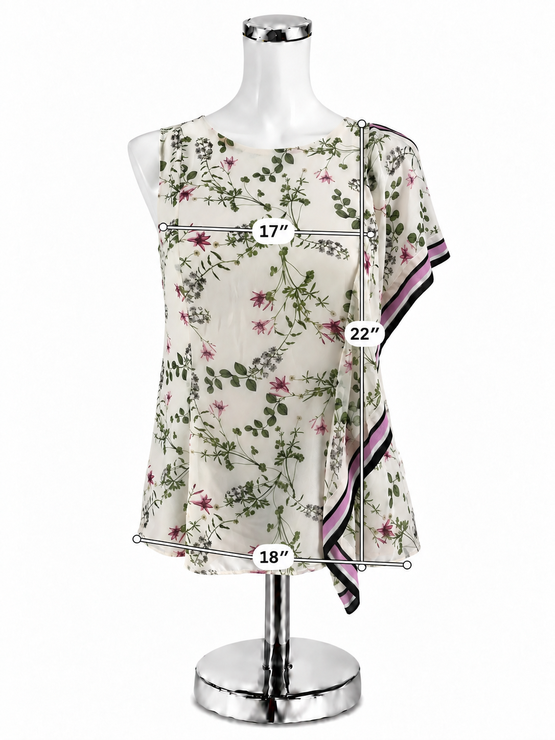 Ann Taylor Factory Floral Asymmetrical Drape Sleeveless Blouse | Size Small- ONLINE ONLY