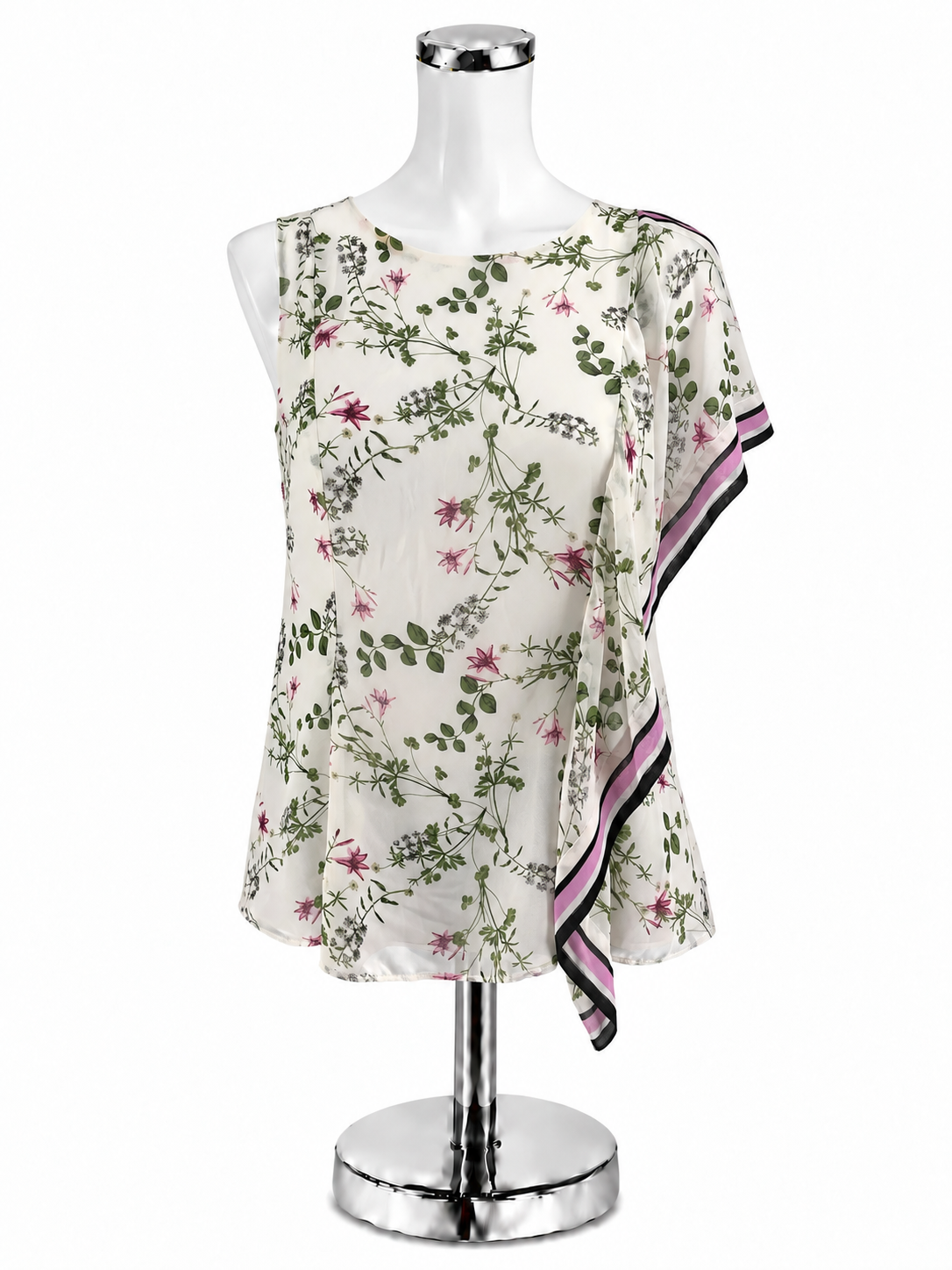 Ann Taylor Factory Floral Asymmetrical Drape Sleeveless Blouse | Size Small- ONLINE ONLY