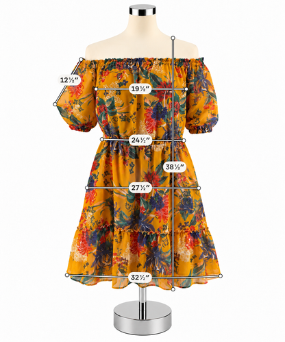 Ava &amp; Viv Mustard Floral Off-The-Shoulder Tiered Dress - Size 2X - ONLINE ONLY
