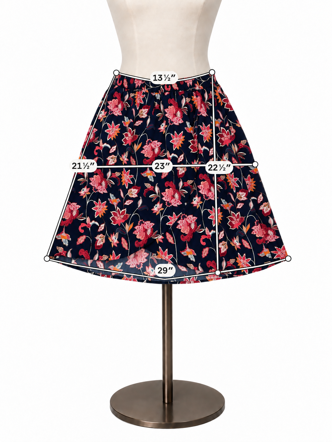 LOFT Outlet Floral A-Line Pull-On Skirt Navy Pink Size Small - ONLINE ONLY