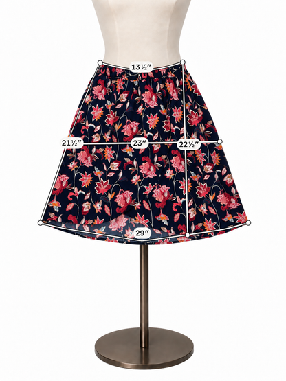 LOFT Outlet Floral A-Line Pull-On Skirt Navy Pink Size Small - ONLINE ONLY