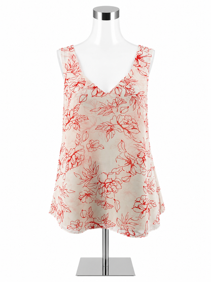 Cabi Sunkissed Cami Floral V-Neck Tank Top Size Medium