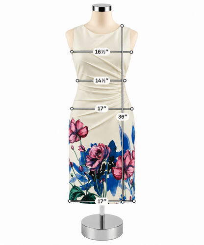 Ivanka Trump Floral Border Pintuck Sheath Dress Size 8 - ONLINE ONLY