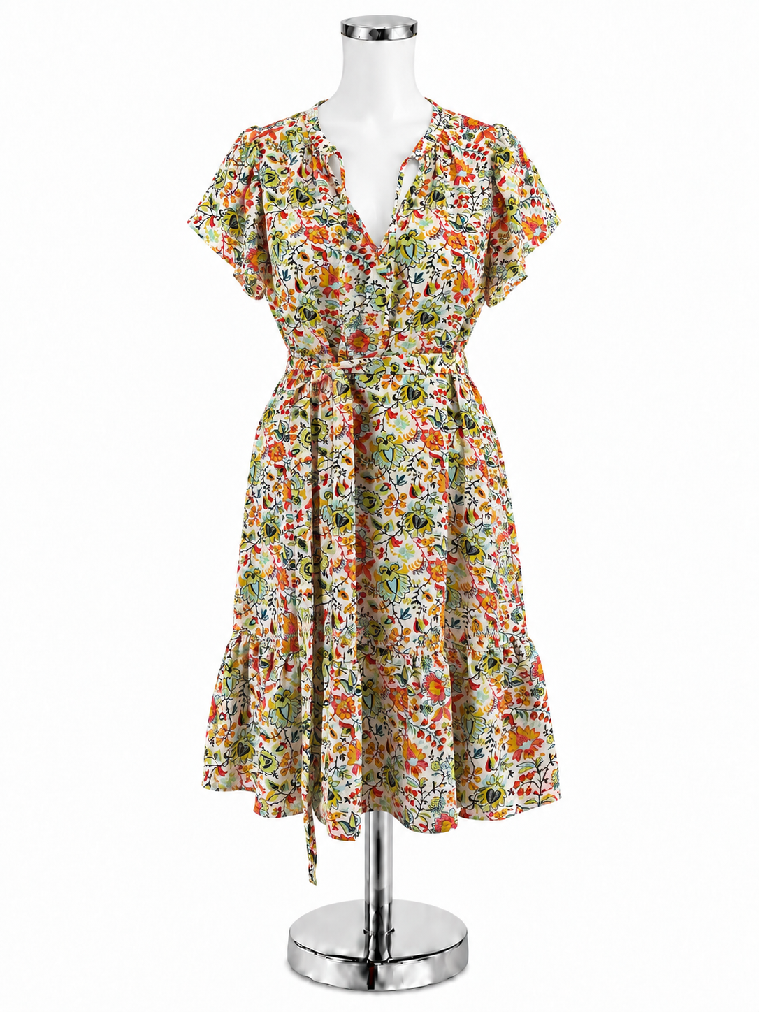 Ann Taylor Factory Floral Flutter Sleeve Tiered Dress Size Small - ONLINE ONLY