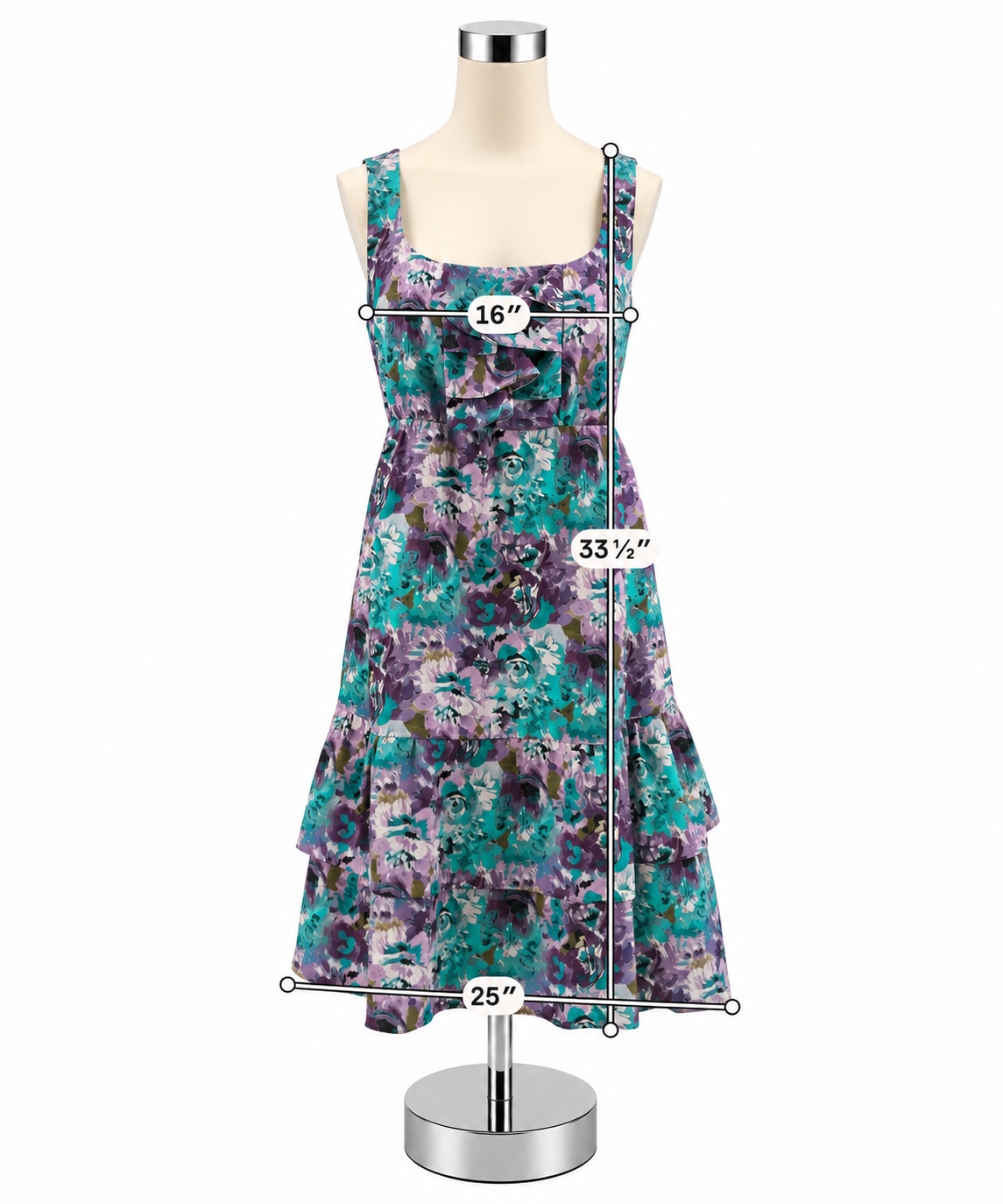 LOFT Ann Taylor Floral Tiered Ruffle Mini Dress Size 8 Teal Purple - ONLINE ONLY