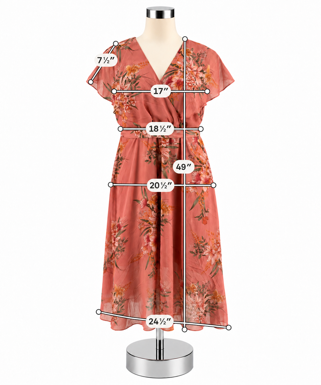 City Chic Salmon &amp; Green Floral Wrap-Style Maxi Dress - Size XL (NWT) - ONLINE ONLY