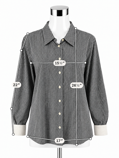 J.Crew Haberdashery Navy &amp; White Gingham Button-Down Casual Top - Size XL - ONLINE ONLY