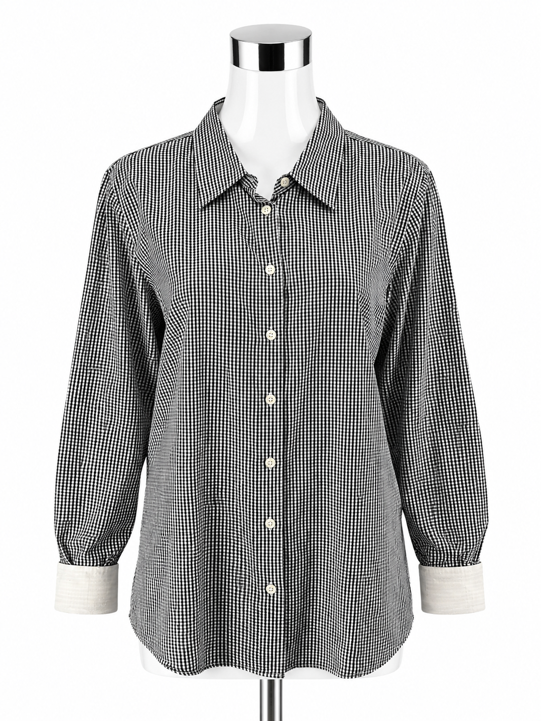 J.Crew Haberdashery Navy &amp; White Gingham Button-Down Casual Top - Size XL - ONLINE ONLY