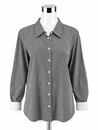 J.Crew Haberdashery Navy &amp; White Gingham Button-Down Casual Top - Size XL - ONLINE ONLY