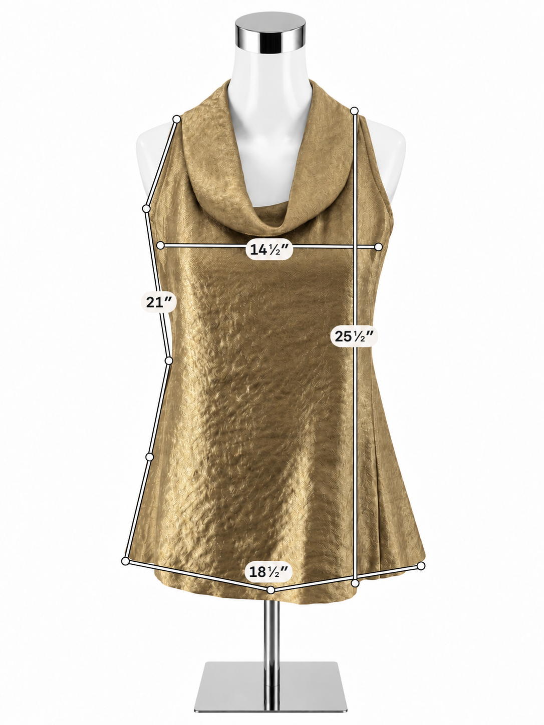 Ann Taylor Metallic Gold Cowl Neck Sleeveless Top - Size 4 - ONLINE ONLY