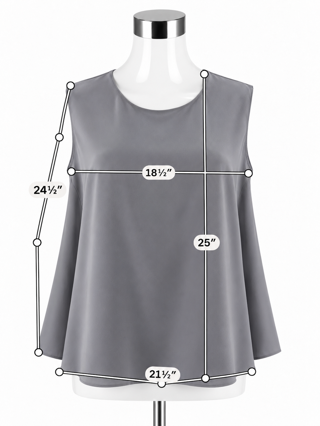 Theory Gray 100% Silk Straight Shell Modern GGT Sleeveless Blouse Size XL - ONLINE ONLY