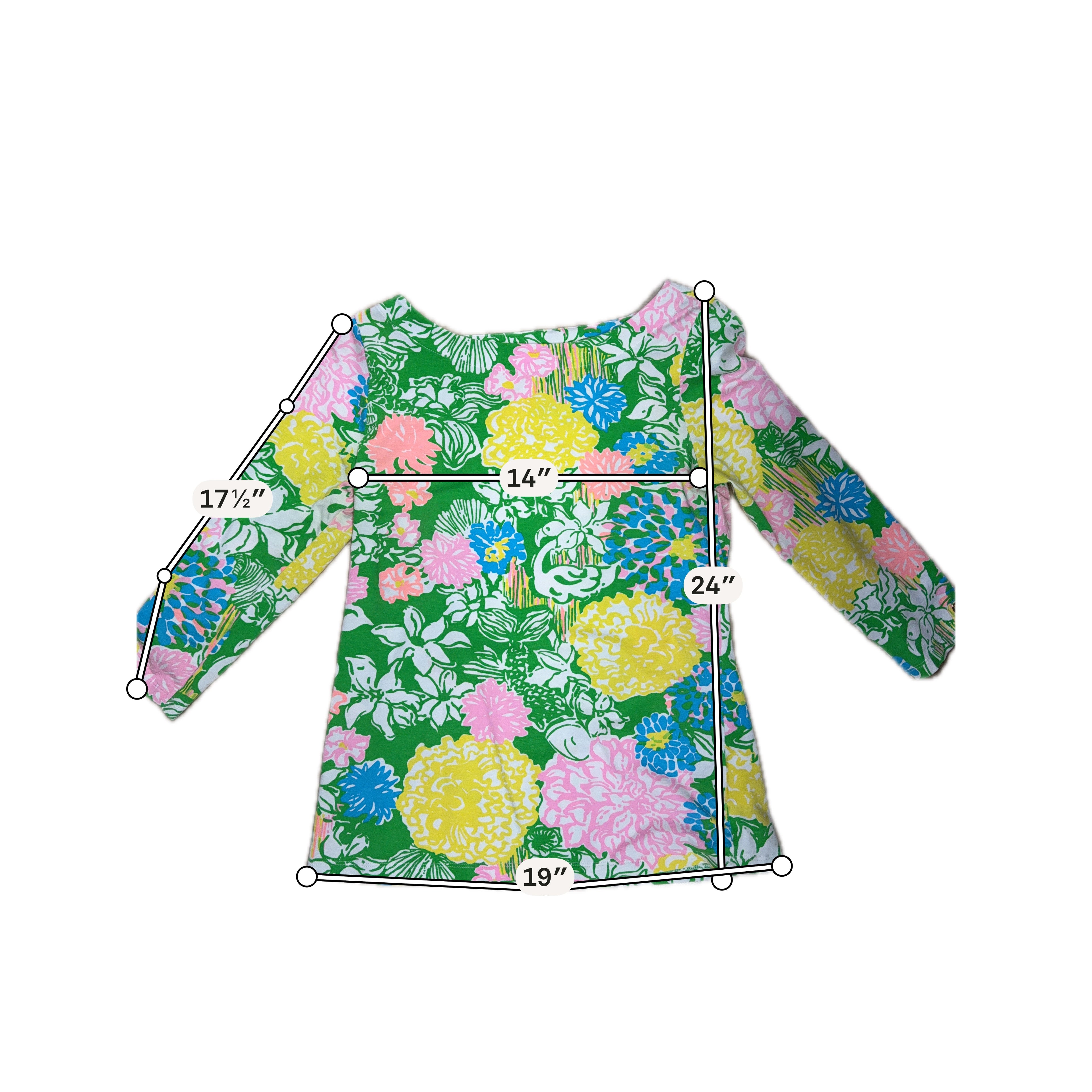 Lilly Pulitzer Multi Color 3/4 Sleeve Multi Color Floral Pre-Owned Casual Top - Size Small - Size S