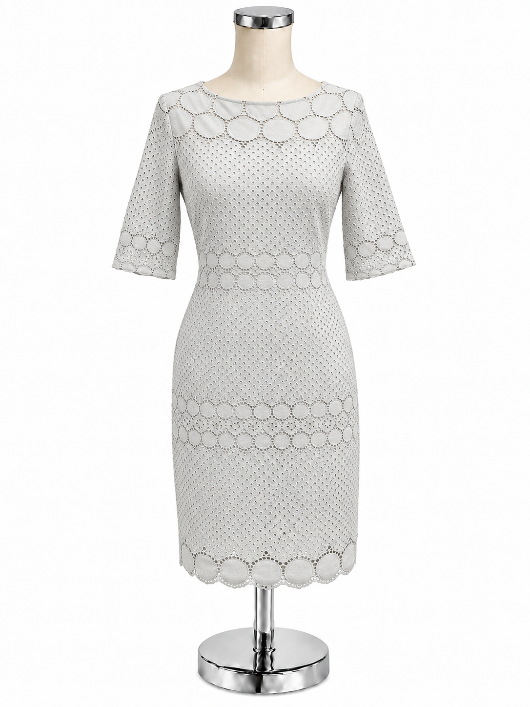 Julia Jordan White Eyelet Lattice Trim Sheath Dress Size 8 - ONLINE ONLY