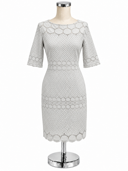 Julia Jordan White Eyelet Lattice Trim Sheath Dress Size 8 - ONLINE ONLY