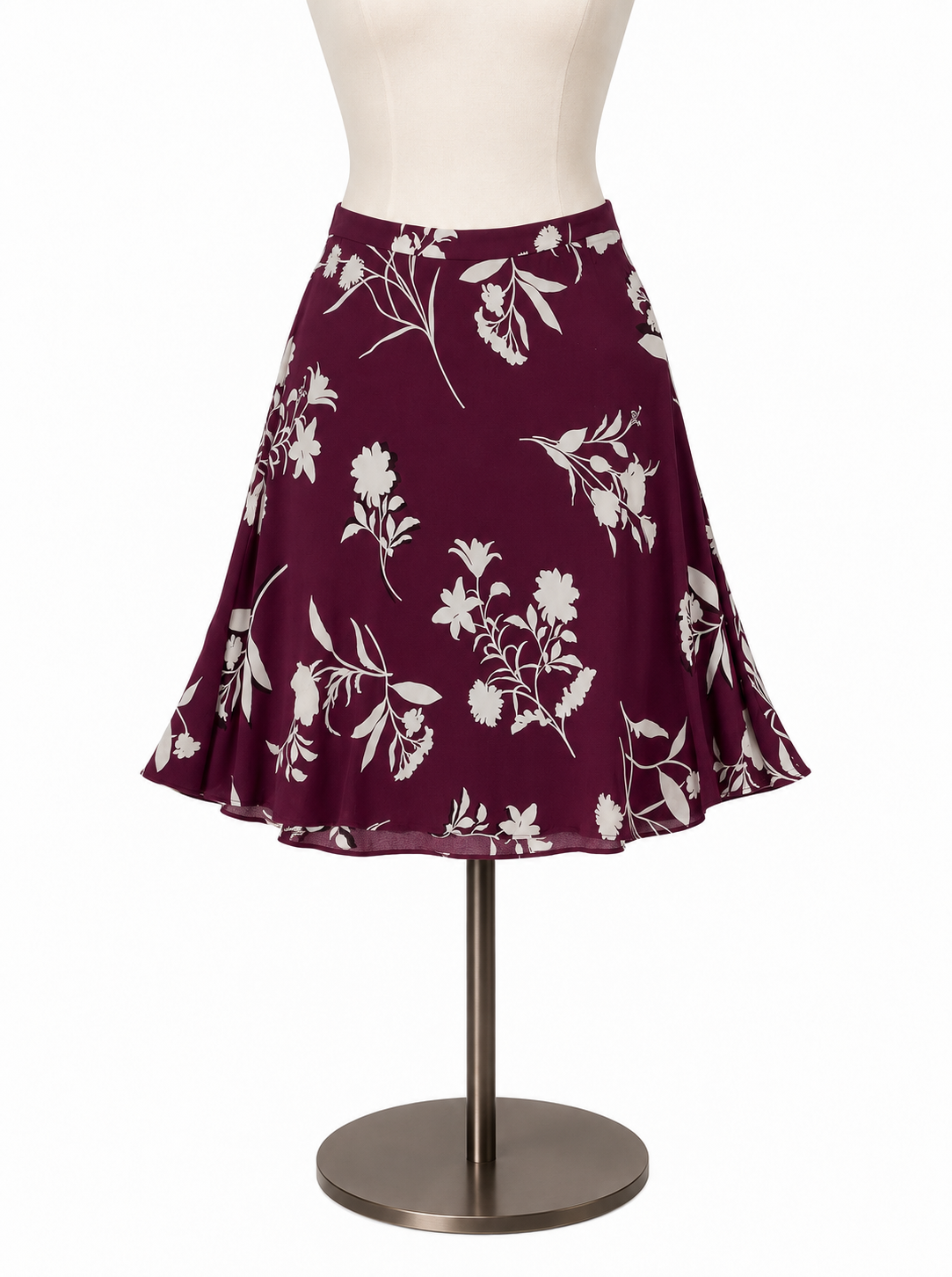 Ann Taylor Petite Floral A-Line Knee Length Skirt Purple White | Size 00 Petite - ONLINE ONLY