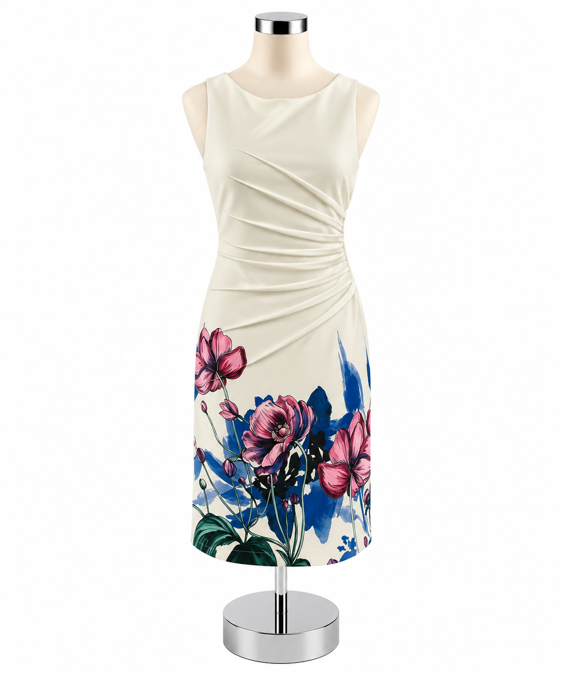 Ivanka Trump Floral Border Pintuck Sheath Dress Size 8 - ONLINE ONLY