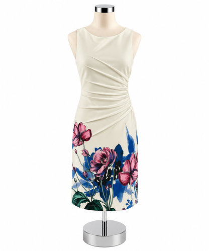Ivanka Trump Floral Border Pintuck Sheath Dress Size 8 - ONLINE ONLY