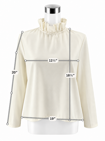 Tuckernuck Cream High Ruffle Neck Bow Back Blouse - Size Large - ONLINE ONLY