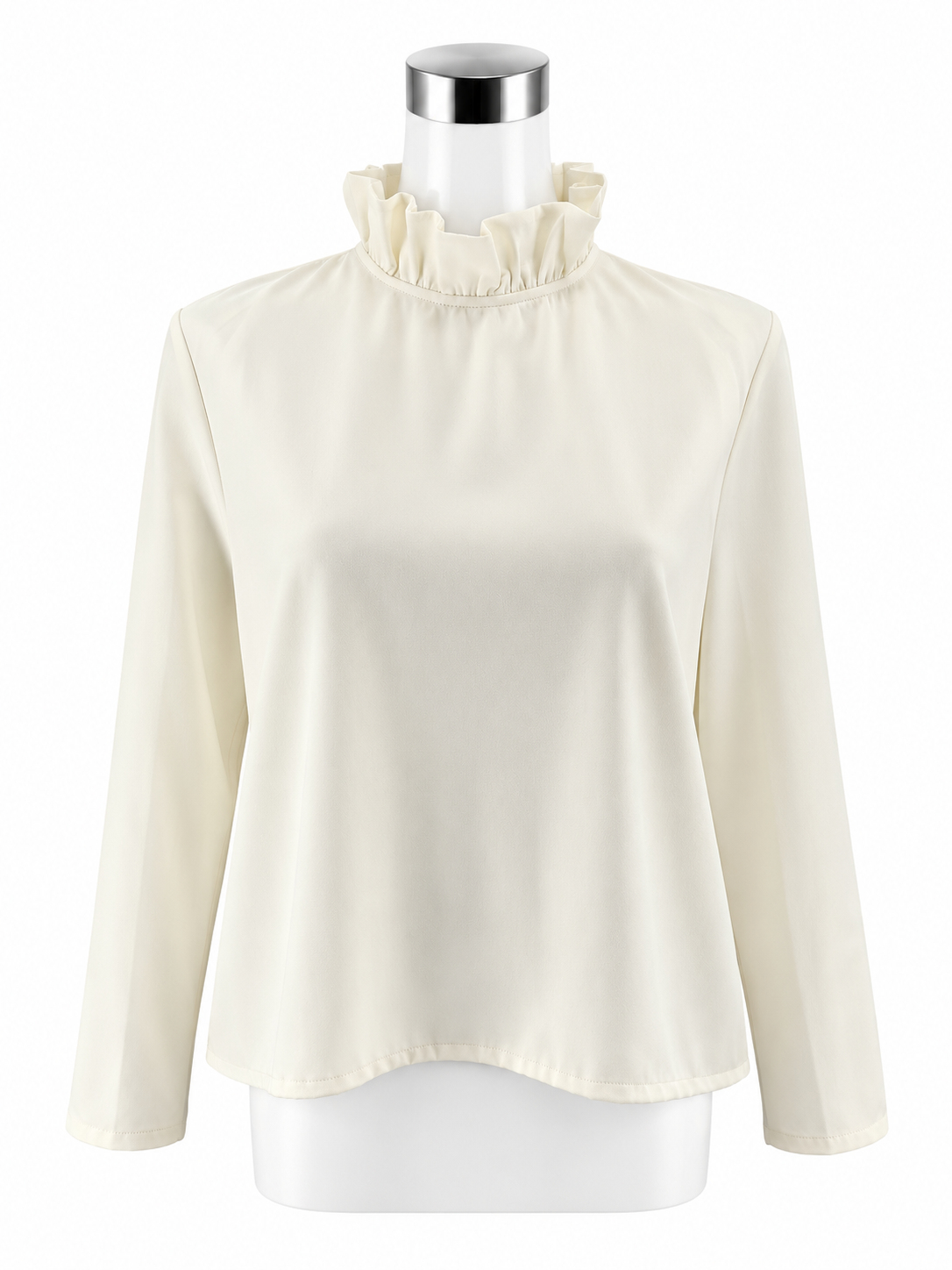 Tuckernuck Cream High Ruffle Neck Bow Back Blouse - Size Large - ONLINE ONLY