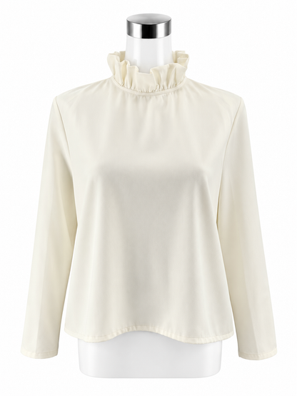 Tuckernuck Cream High Ruffle Neck Bow Back Blouse - Size Large - ONLINE ONLY