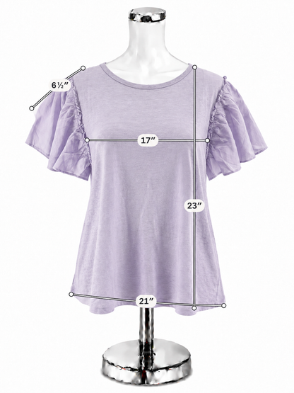 LOFT Lavender Linen &amp; Cotton Flutter Sleeve Top | Size Medium - ONLINE ONLY