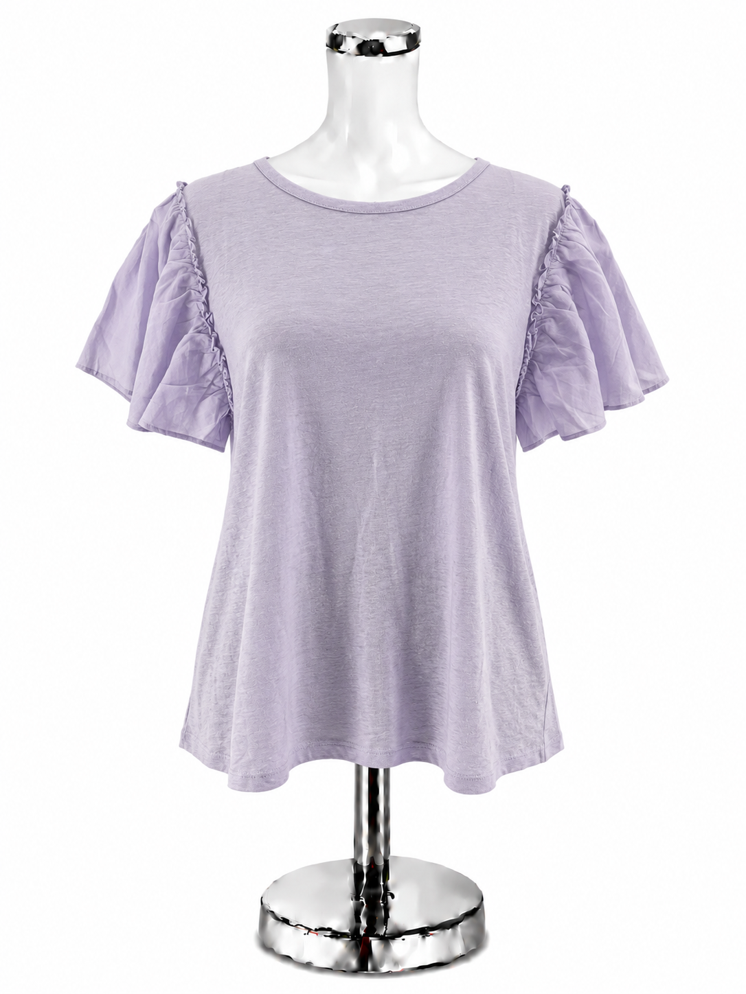 LOFT Lavender Linen &amp; Cotton Flutter Sleeve Top | Size Medium - ONLINE ONLY