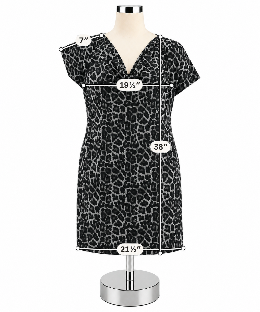 MICHAEL Michael Kors Plus Size 3X Cowl-Neck Animal Print Dress - Gray, Black - ONLINE ONLY