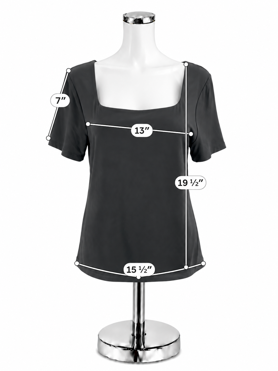 LOFT Verso Black Square Neck Short Sleeve Stretch Top Size XL - ONLINE ONLY