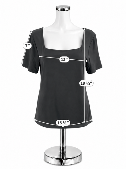 LOFT Verso Black Square Neck Short Sleeve Stretch Top Size XL - ONLINE ONLY