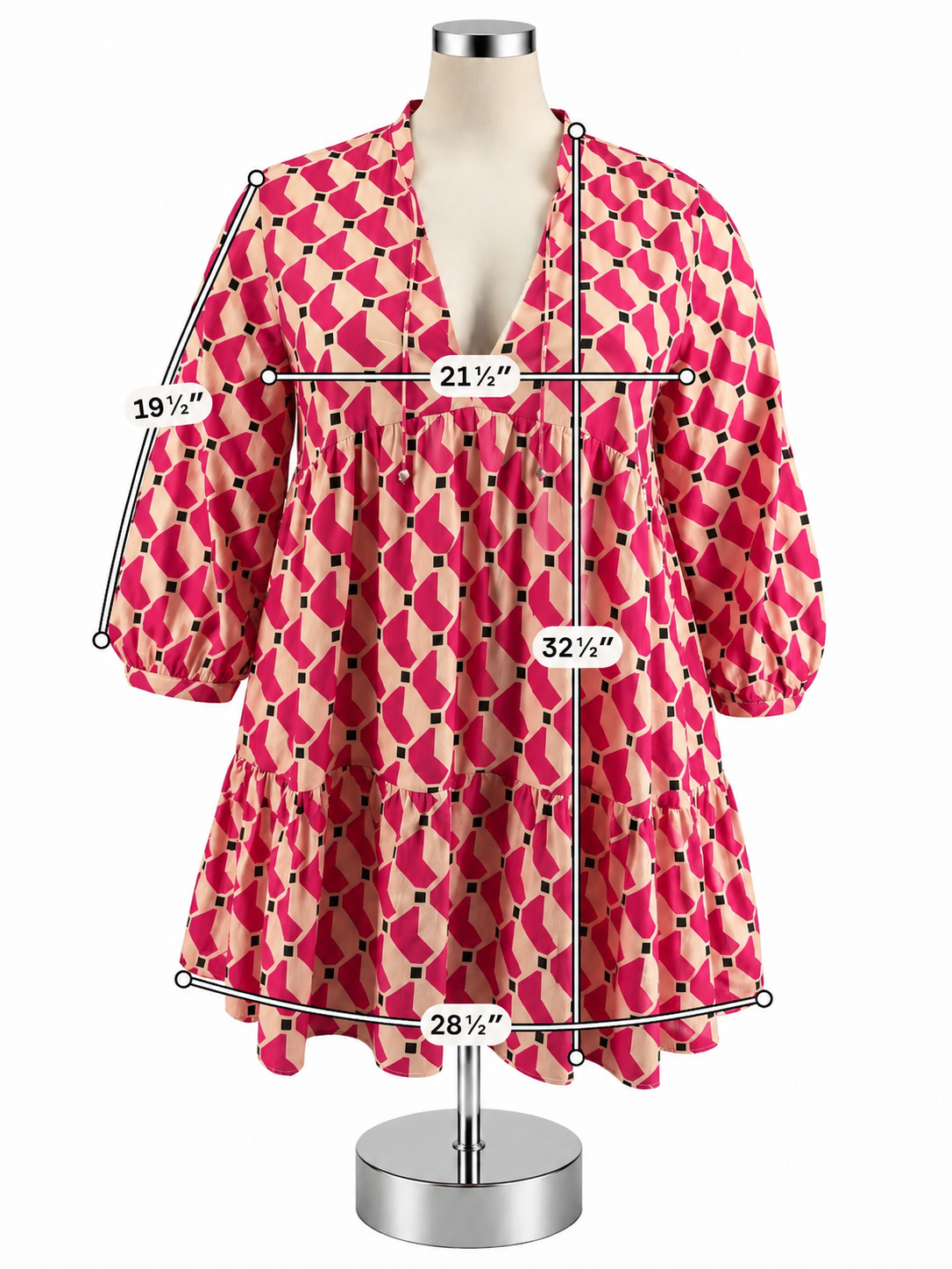 Zara The Mini Cadie Dress - Tan, Pink Geometric Print - Size XXL NWT - ONLINE ONLY
