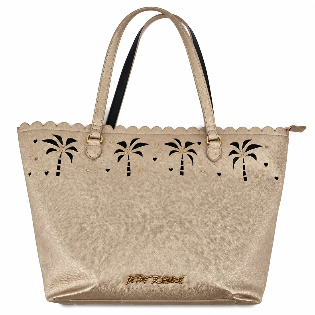 Betsey Johnson Palm Tree Cutout Tote Bag Gold Metallic NWT