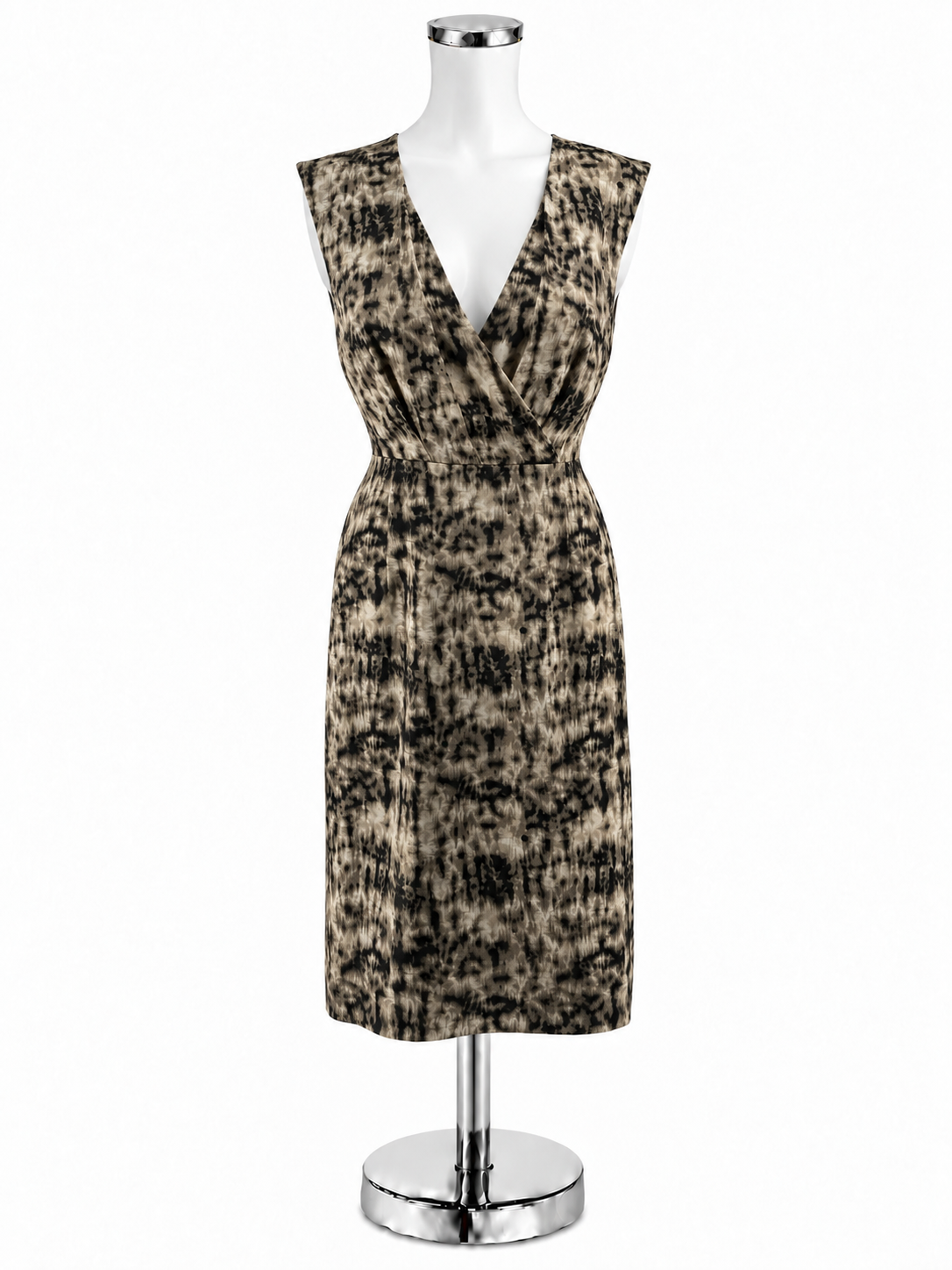 Ann Taylor Ikat Print Silk Blend Sheath Dress Size 4 | Brown Black - ONLINE ONLY
