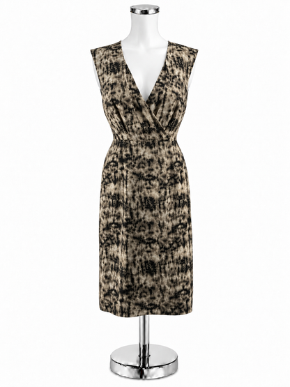 Ann Taylor Ikat Print Silk Blend Sheath Dress Size 4 | Brown Black - ONLINE ONLY