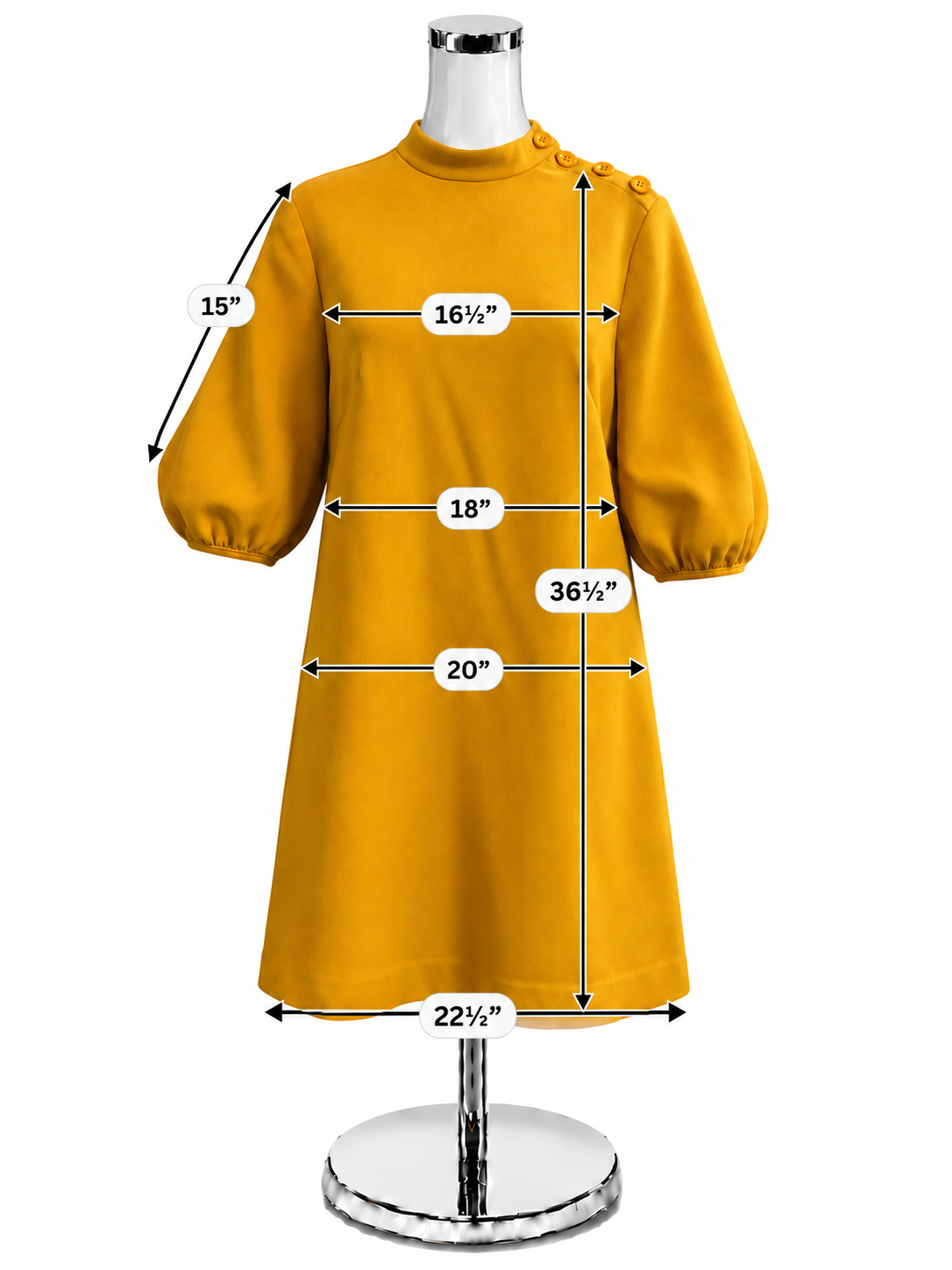 Ann Taylor Size 6 Mustard Yellow Mock Neck Balloon Sleeve Shift Dress - ONLINE ONLY