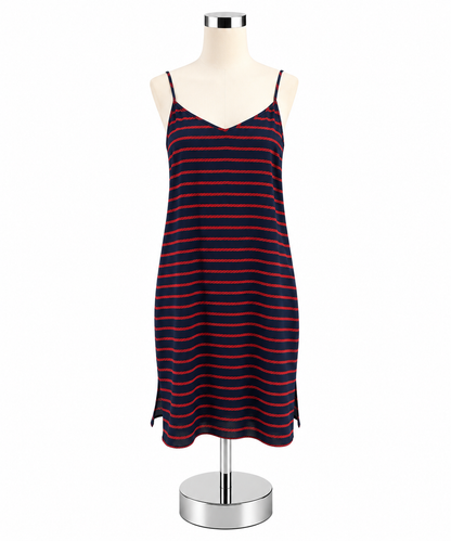 Ann Taylor Rope Print Cami Slip Dress Navy Red Nautical Size 4 - ONLINE ONLY